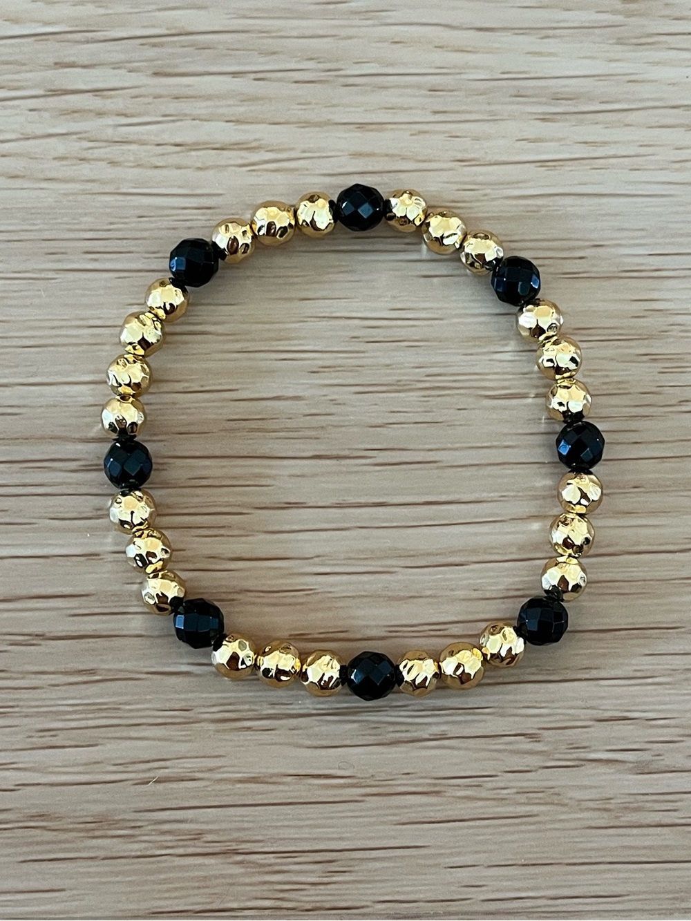 Gorjana Power Gemstonen 18k Gold Plated Bead Bracelet with Onyx Stone Accents